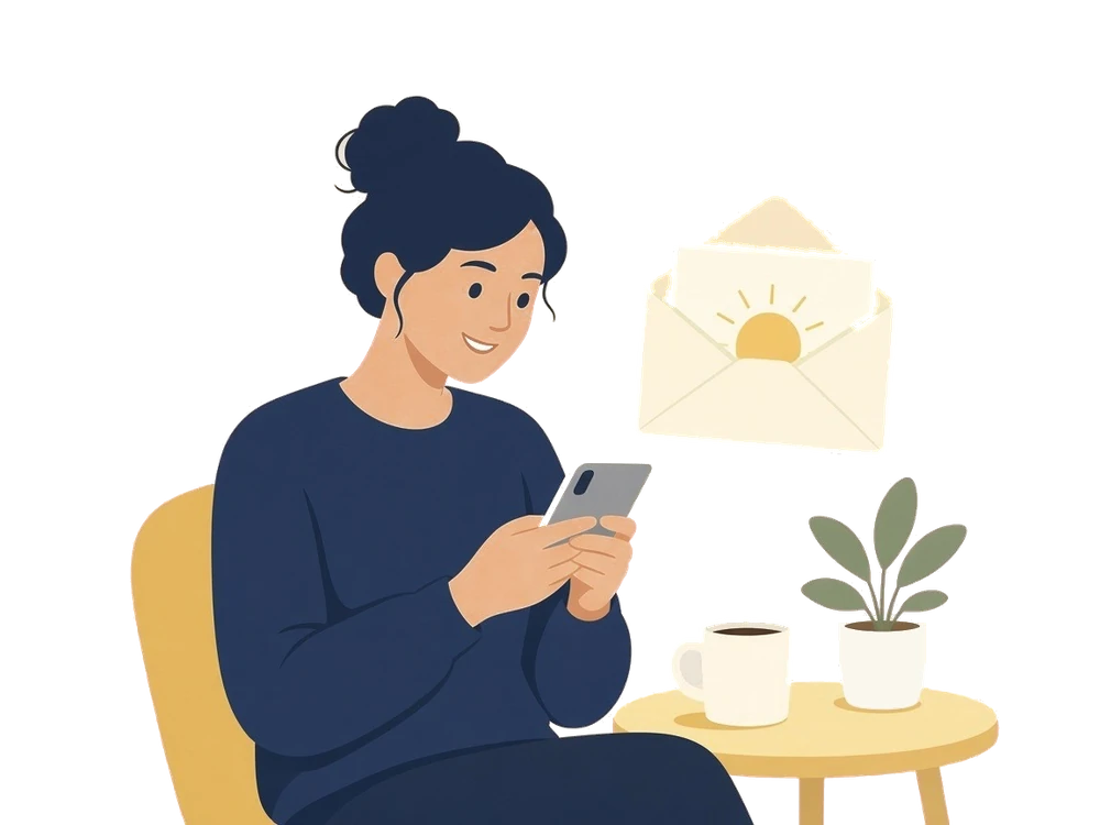Illustration of someone joining the Syndicator Insights waitlist.